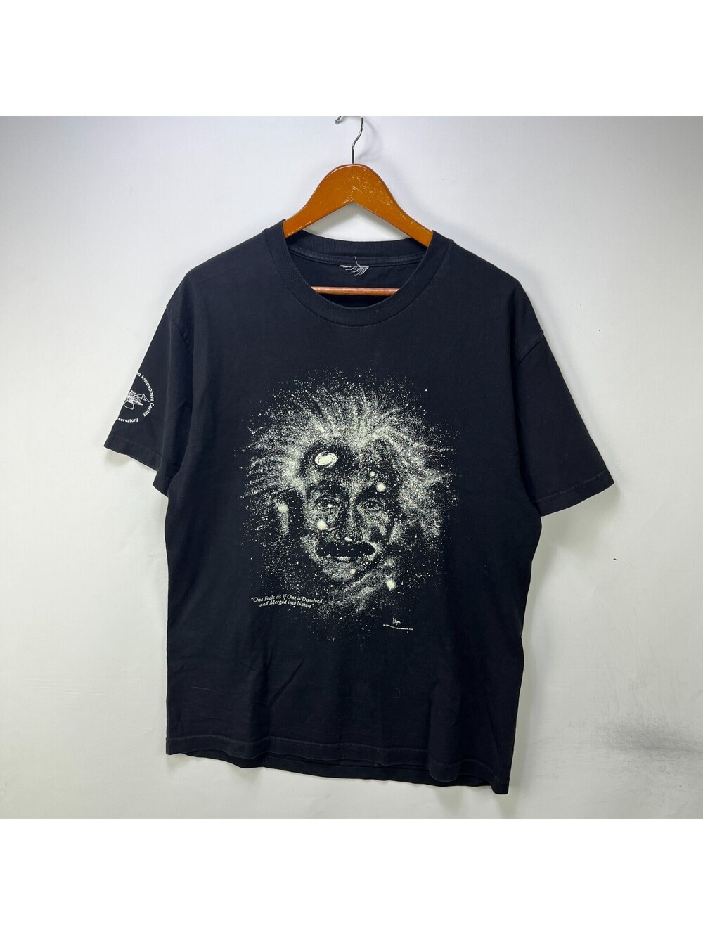 Vintage 90s Einstein Galaxy Space Graphic Black T Shirt XL